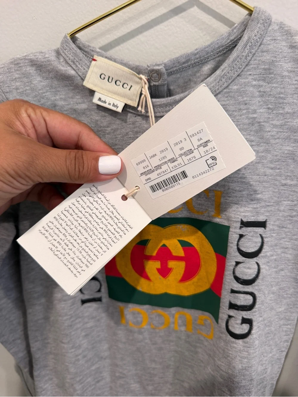 Gucci Gray Footed One-Piece All In One Cotton Jersey w Print